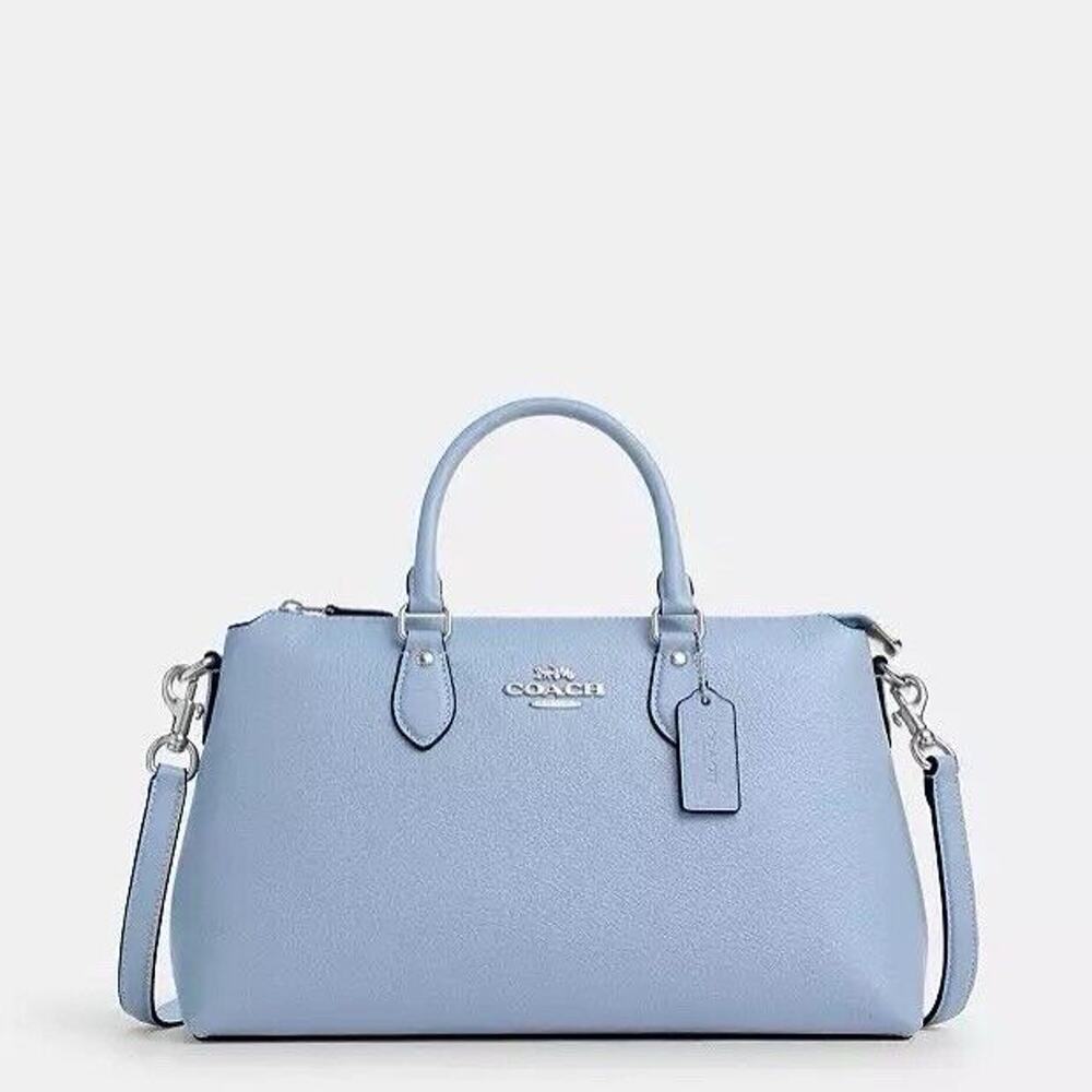 NWT Coach Bundle Georgia Satchel Bag CR156 Leather Bluebell & Cq722 Silk Scarf - Picture 8 of 12